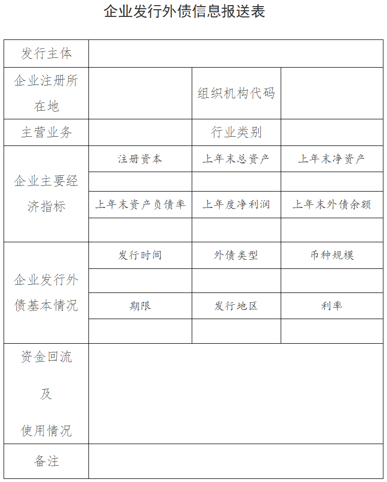 企業(yè)發(fā)行外債信息報送表