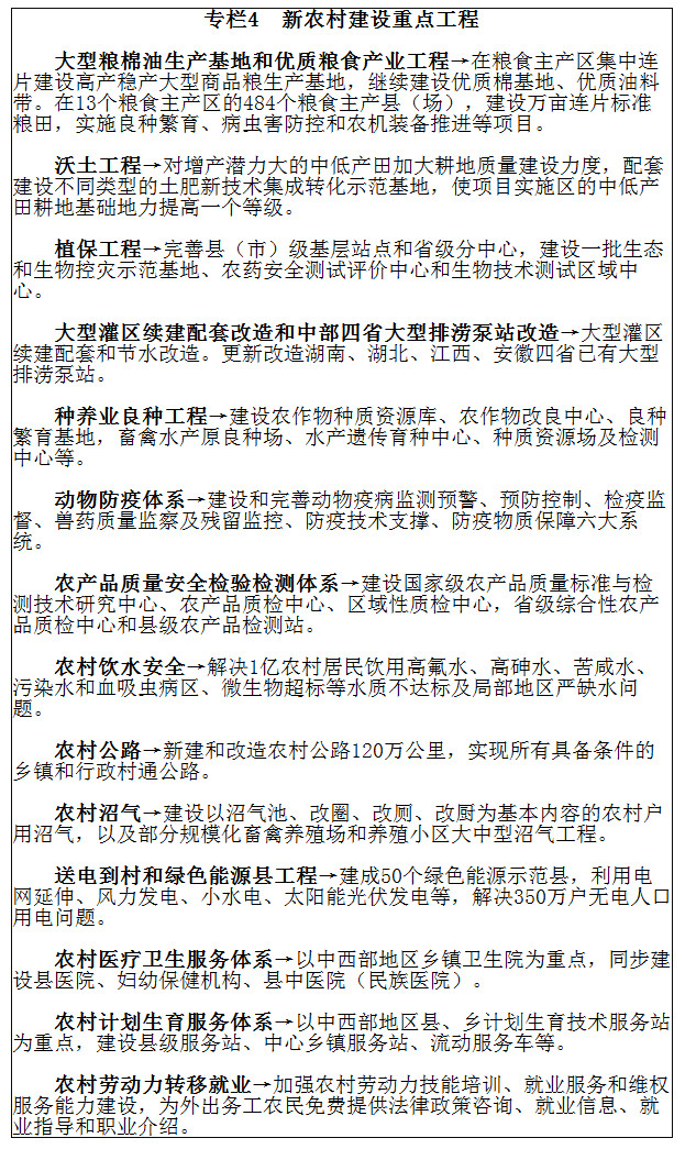  專(zhuān)欄4　新農村建設重點(diǎn)工程