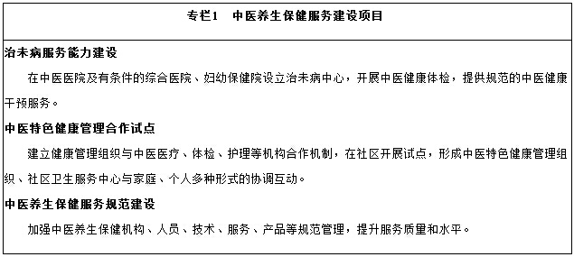 中醫養生保健服務(wù)建設項目 