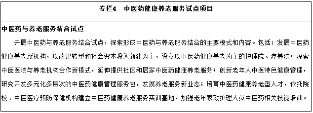 中醫藥健康養老服務(wù)試點(diǎn)項目