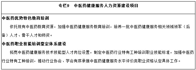 中醫藥健康服務(wù)人力資源建設項目
