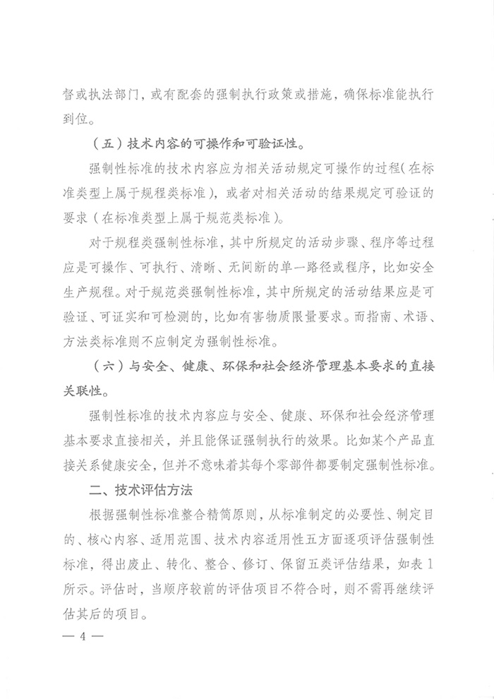 國標委綜合函〔2016〕6號《國家標準委關(guān)于印發(fā)〈強制性標準整合精簡(jiǎn)評估方法〉的通知》4