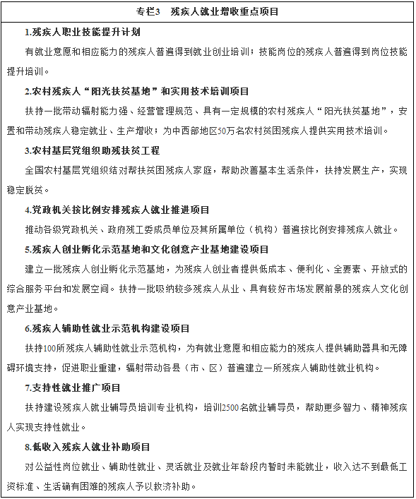 專(zhuān)欄3殘疾人就業(yè)增收重點(diǎn)項目