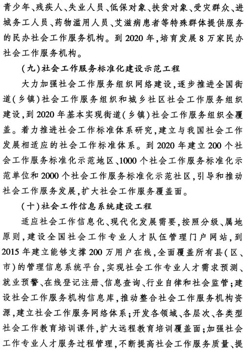 中組發(fā)〔2012〕7號《社會(huì )工作專(zhuān)業(yè)人才隊伍建設中長(cháng)期規劃（2011-2020年）》26