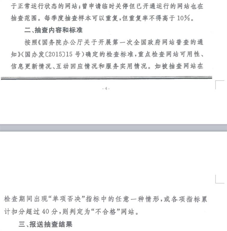 國辦秘函〔2016〕48號《國務(wù)院辦公廳秘書(shū)局關(guān)于做好政府網(wǎng)站季度抽查工作的通知》2